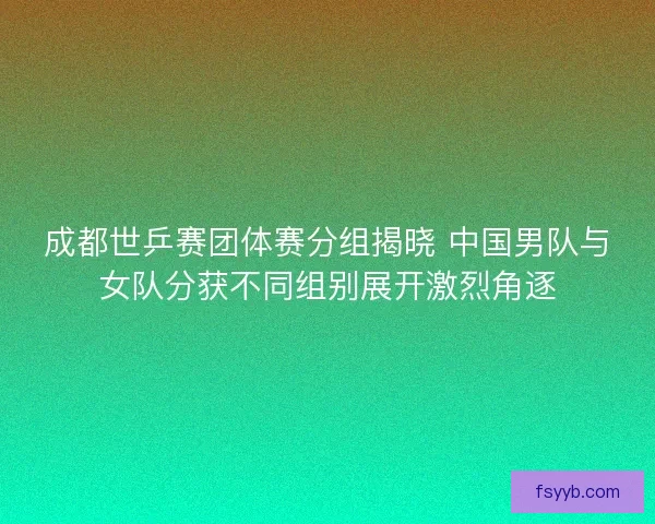 成都世乒赛团体赛分组揭晓 中国男队与女队分获不同组别展开激烈角逐